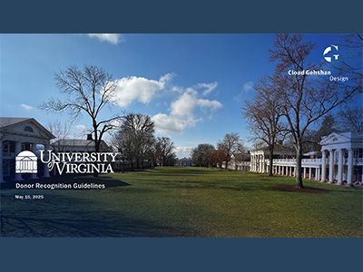 Donor Recognition Guidelines cover.  Picture of the UVA Lawn.